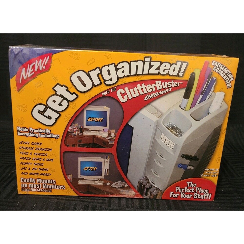 Get Organized Clutter Buster Desktop Organizer Mountable NIB Vintage 2001